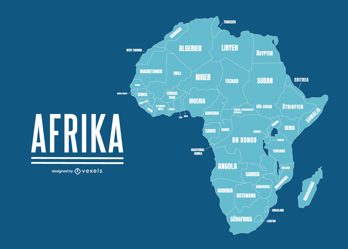 Geographical map of Africa with country names