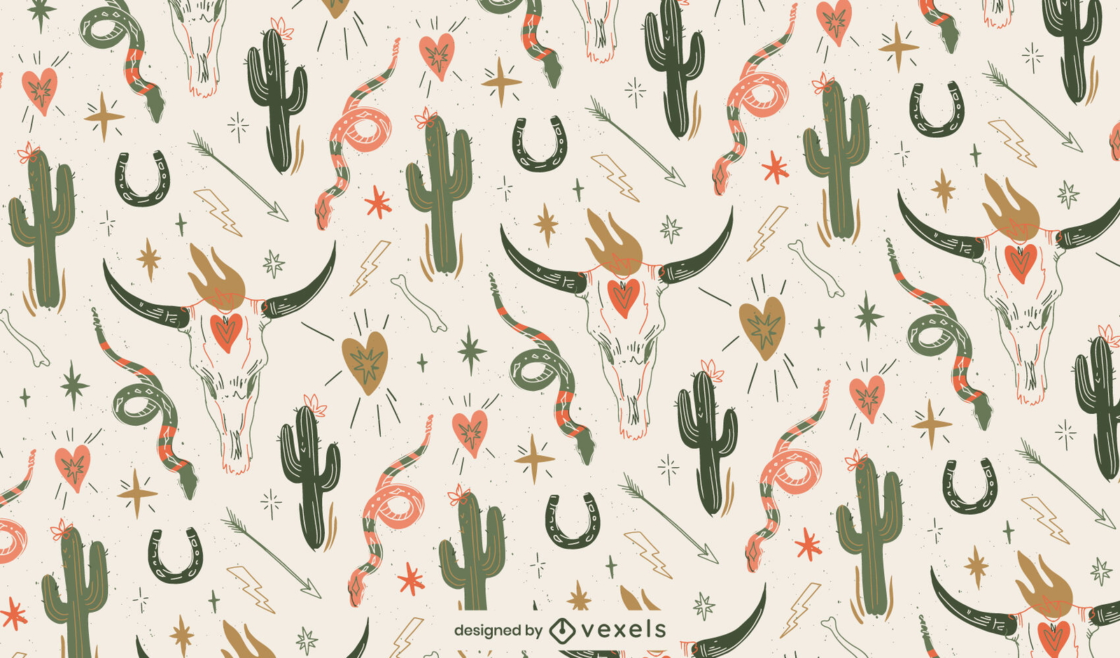 Cowboy wild west nature pattern design