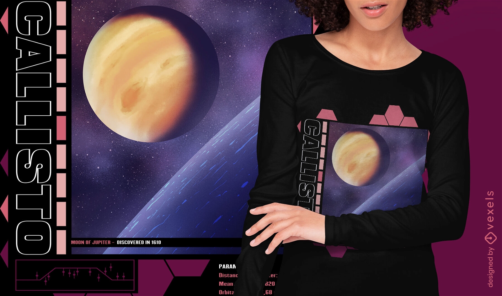Calisto luna de Júpiter camiseta psd diseño