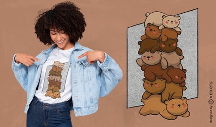 Lindo diseño de camiseta de osos durmientes
