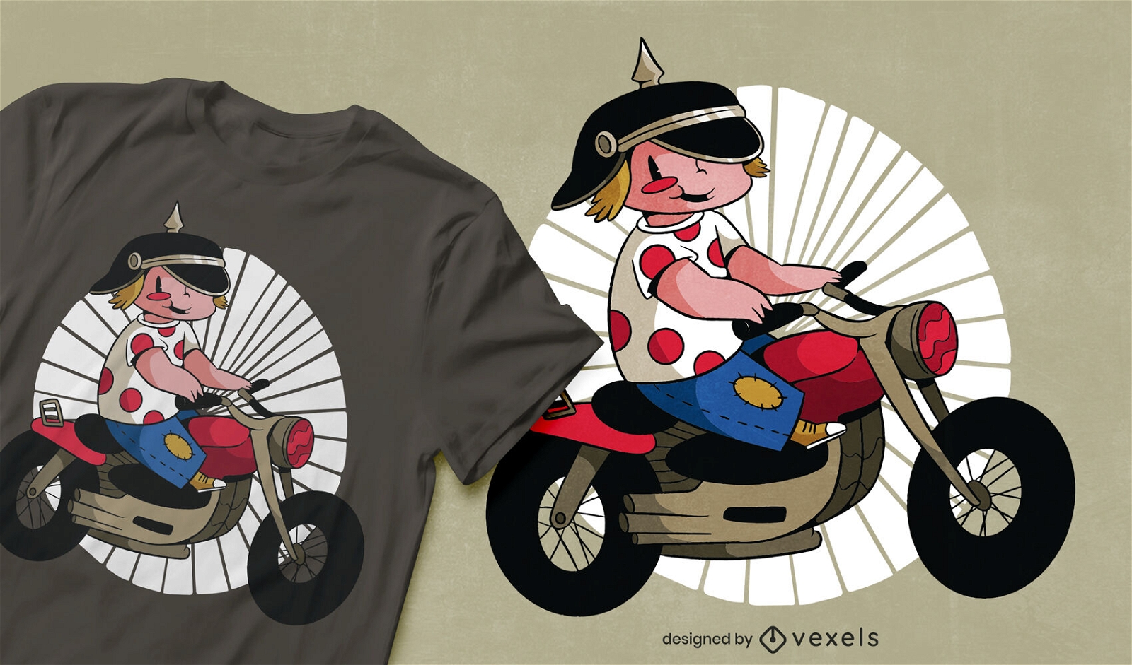 Biker kid cartoon t-shirt design