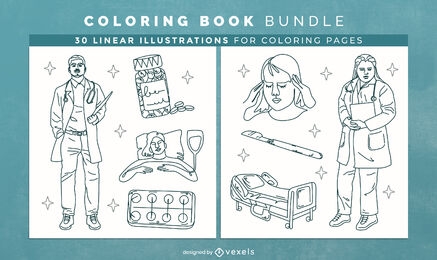 Design de páginas de livro para colorir de saúde