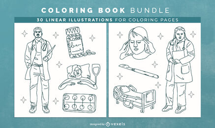 Healthcare coloring book pages design