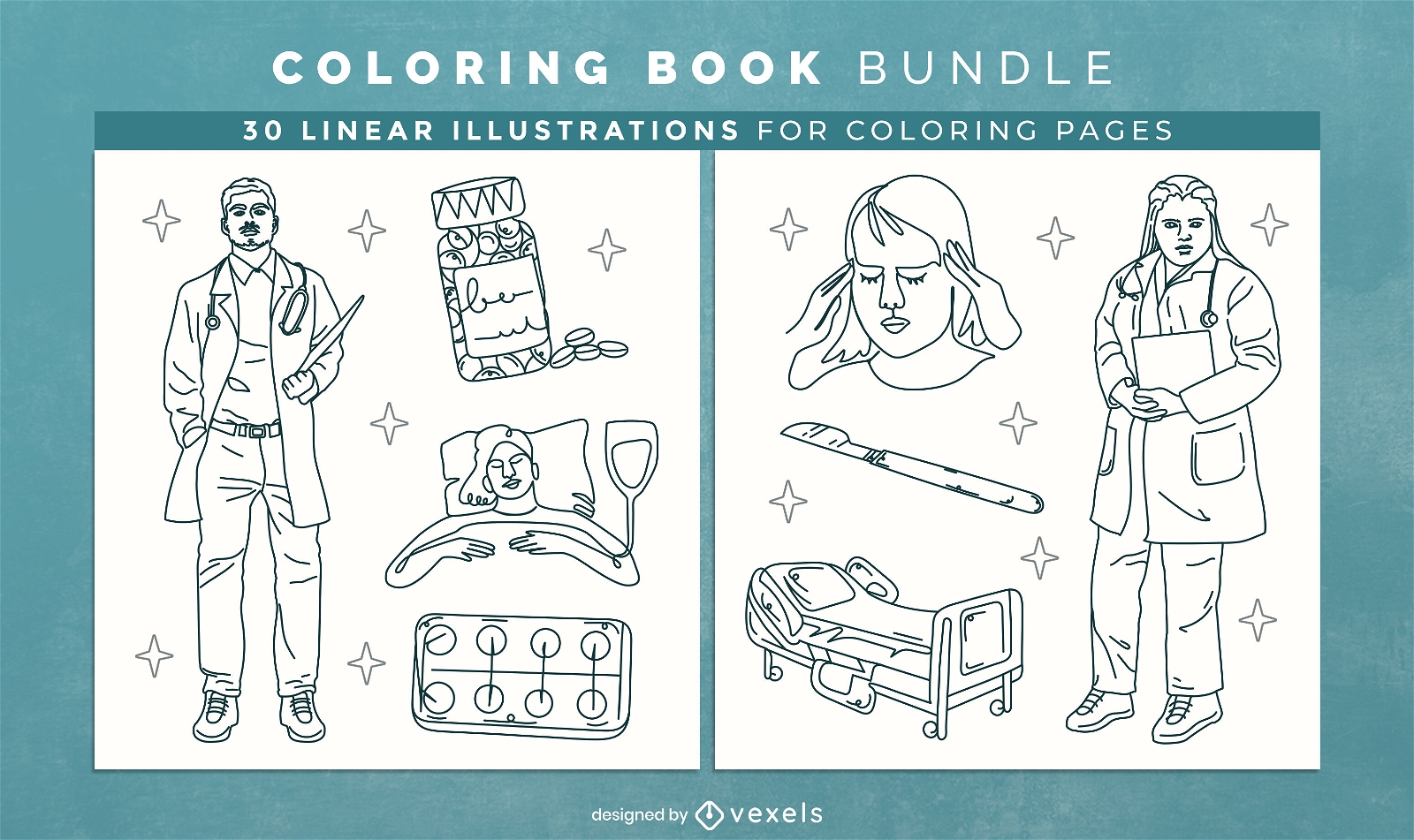 Diseño de páginas de libros para colorear de salud