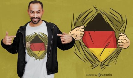 Design de camiseta de herói da bandeira da Alemanha