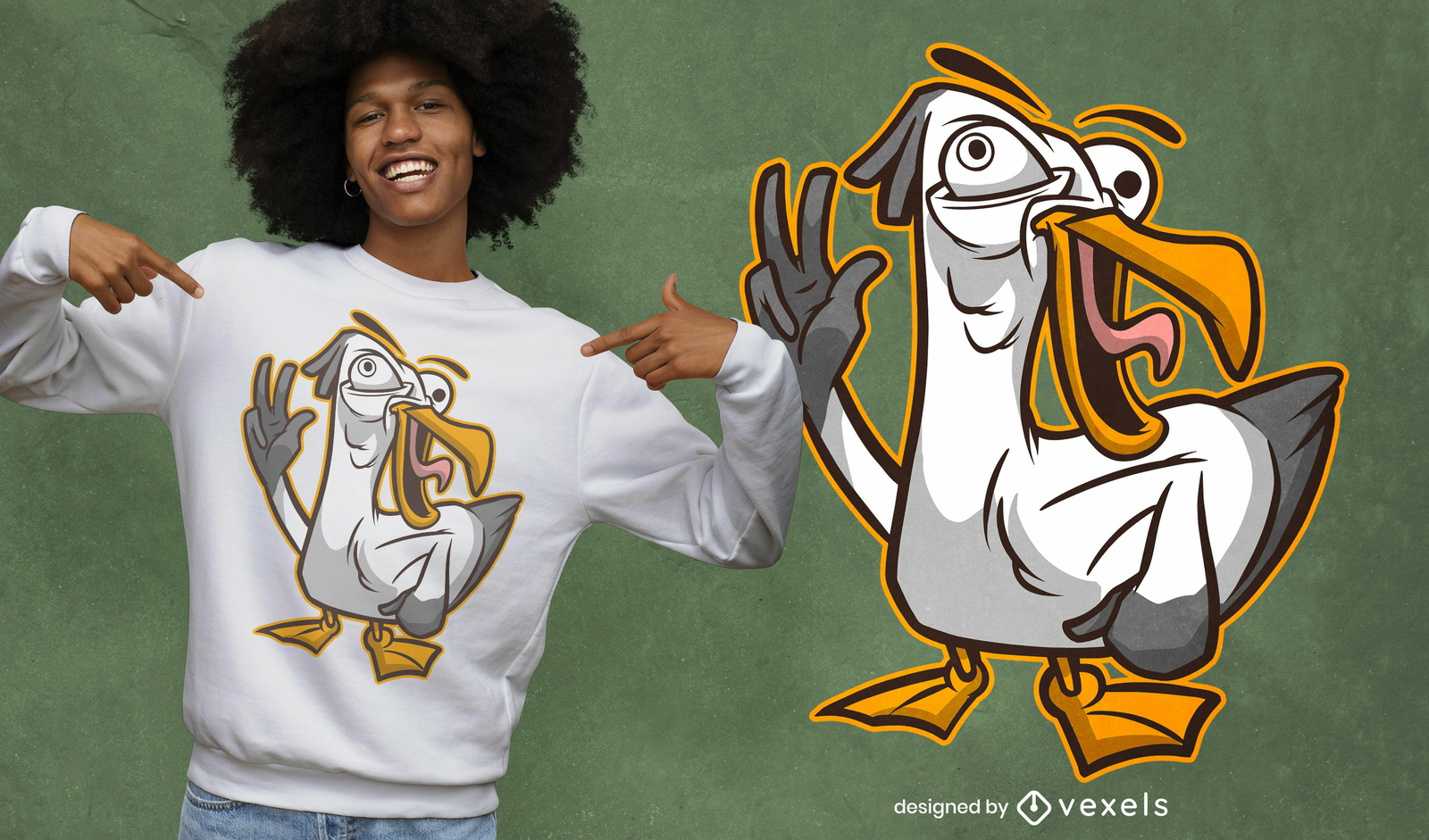 Cartoon seagull bird animal t-shirt design