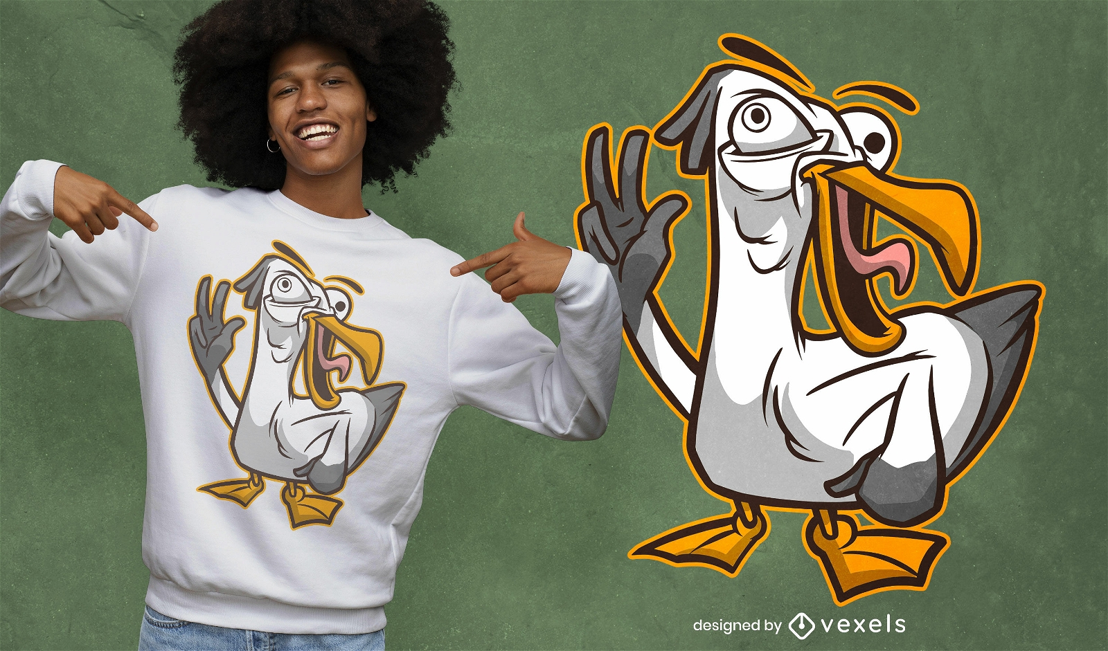 Design de t-shirt de animal de p?ssaro de gaivota de desenho animado