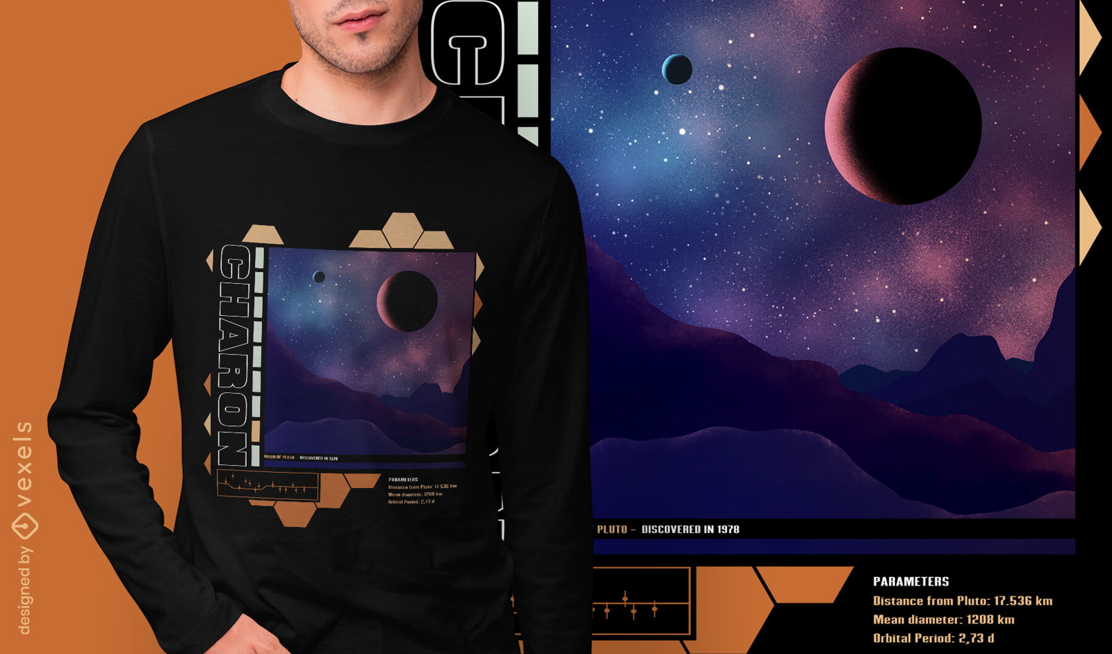 Pluto's moon description psd t-shirt design