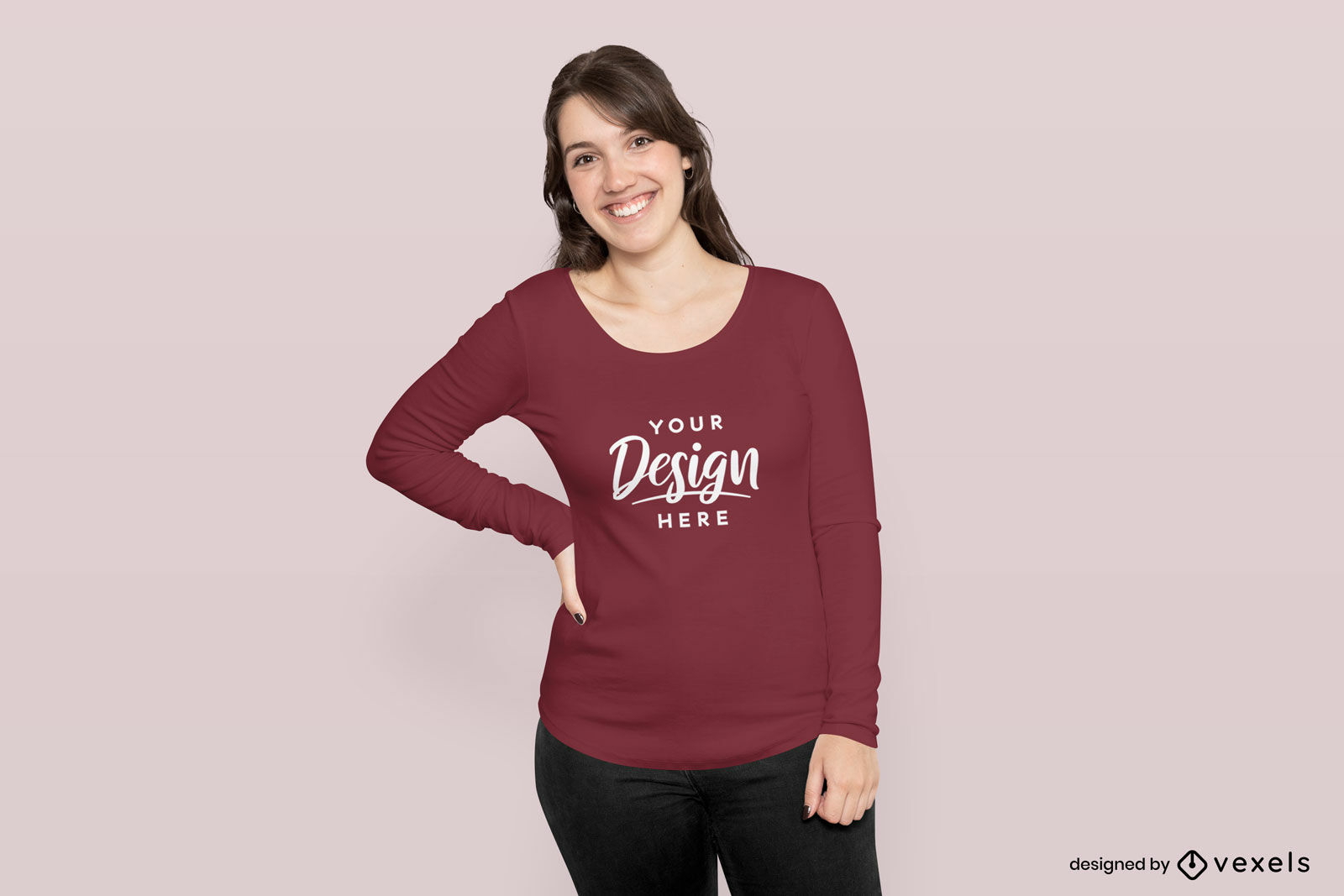 Woman long sleeve t-shirt mockup