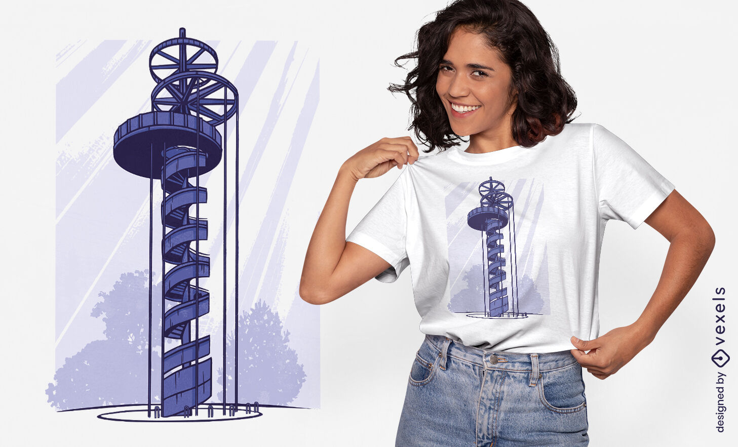 Diseño de camiseta de torre espiral alemana.