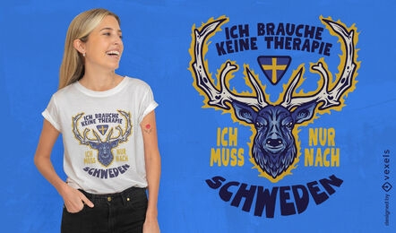 Diseño de camiseta de citas de ciervos de Suecia
