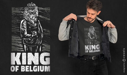 León animal hombre con diseño de camiseta de corona