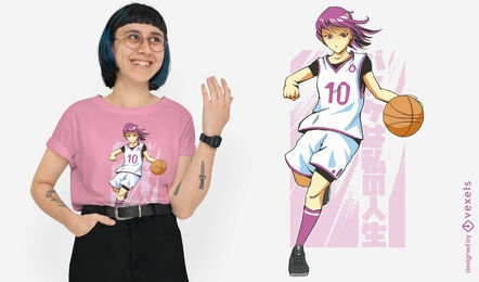 Basketball anime girl t-shirt design