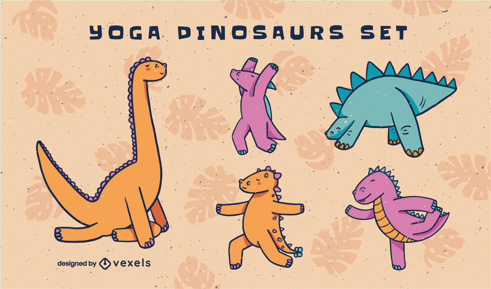 Nette Dinosauriertiere, die Yoga-Set machen