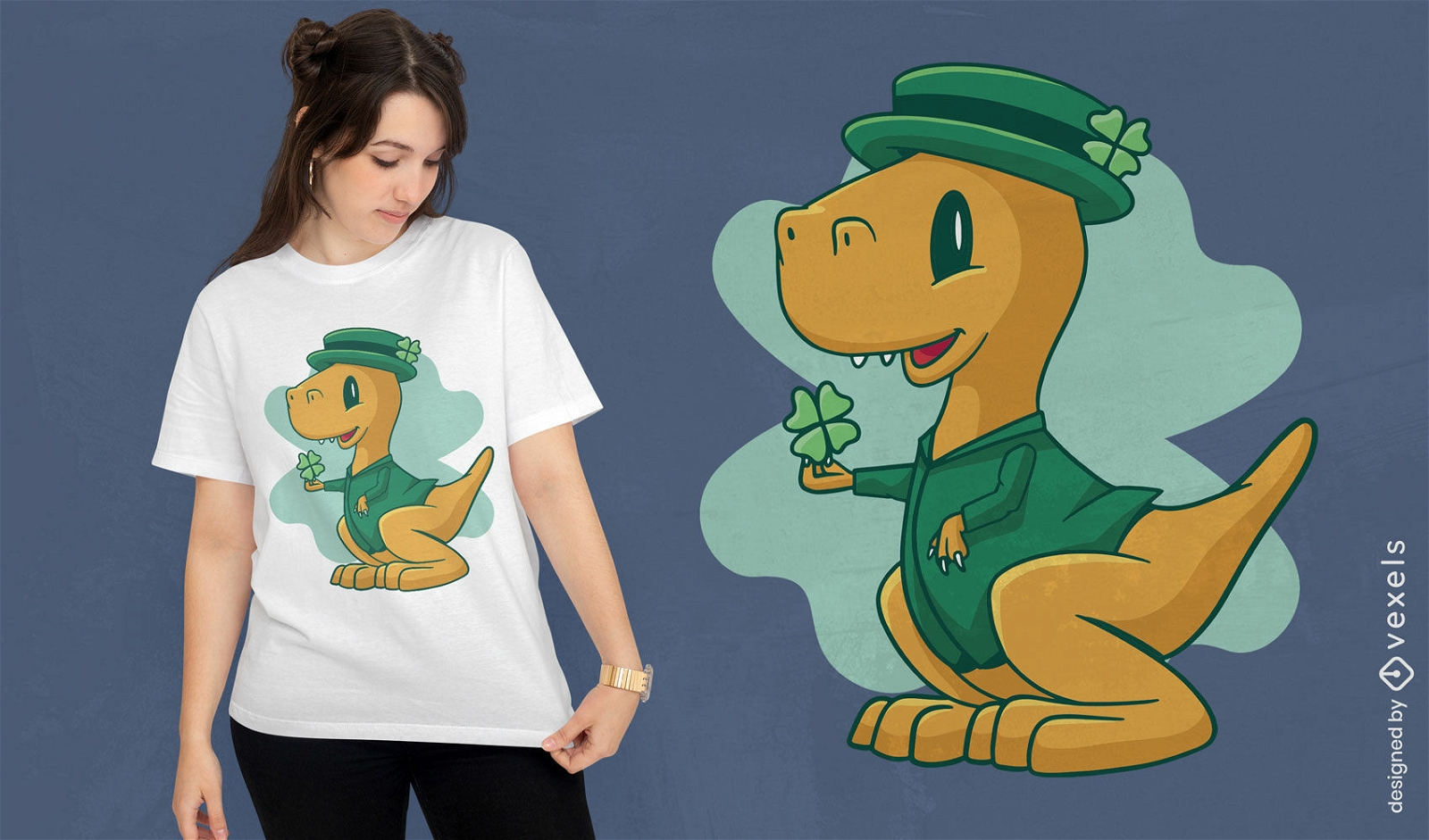 Design de camiseta de dinossauro bonito do dia de são patrício