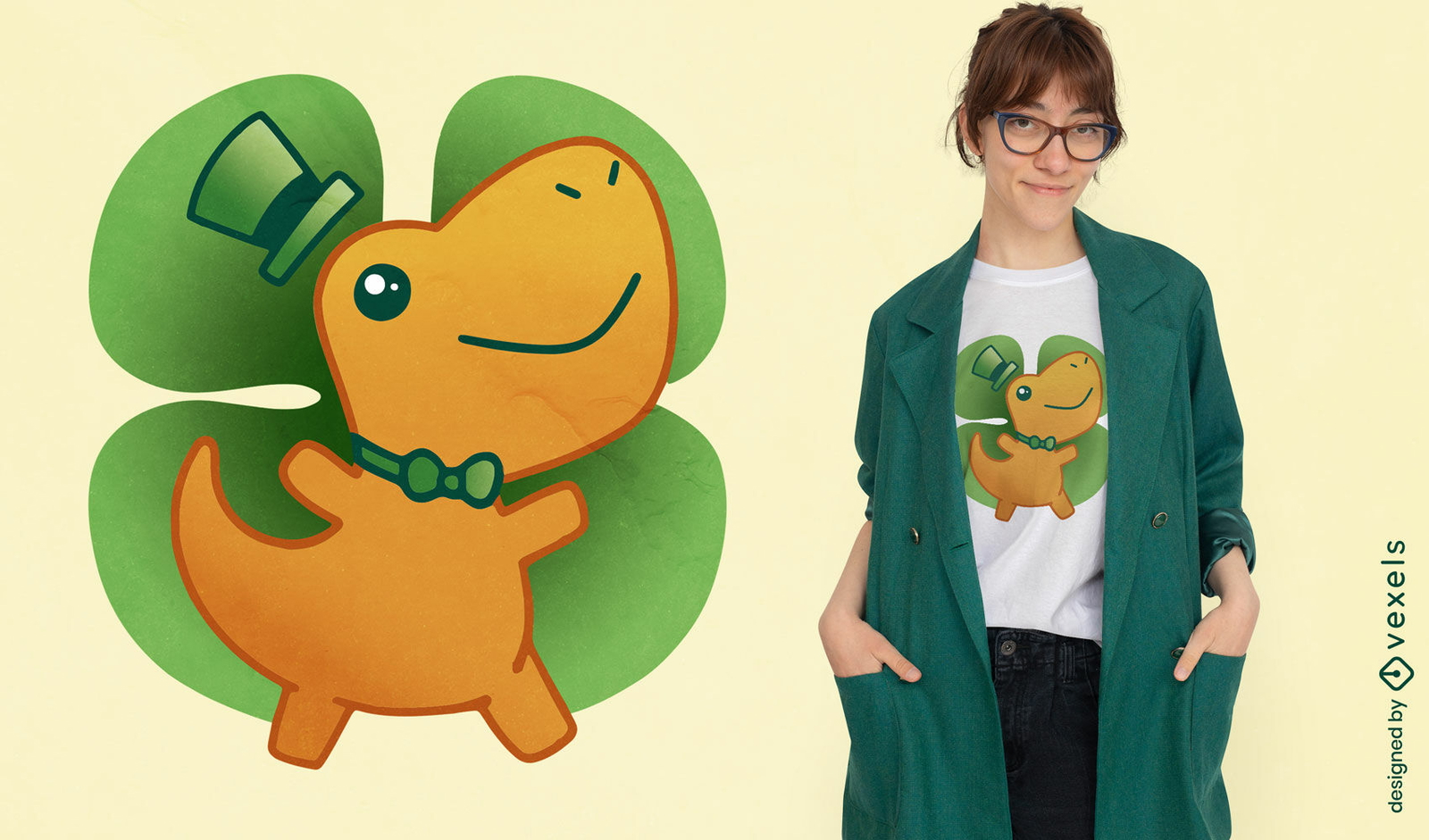 Design de camiseta de dinossauro bebê de férias de São Patrício