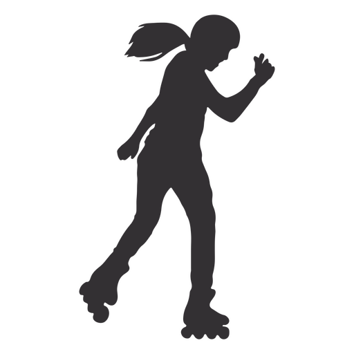 Girl silhouette roller skates PNG Design