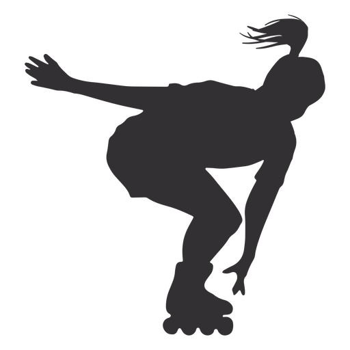 Girl silhouette skating roller PNG Design