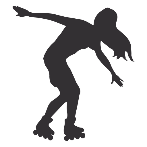 Girl silhouette with roller skates PNG Design