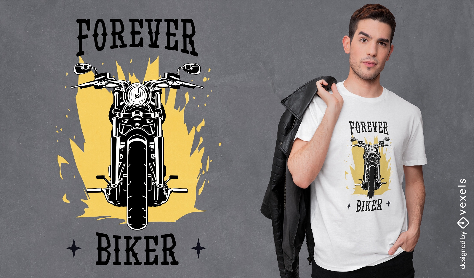 Design de camiseta para sempre motociclista
