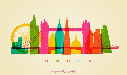 Skyline colorida dos marcos da cidade de Londres