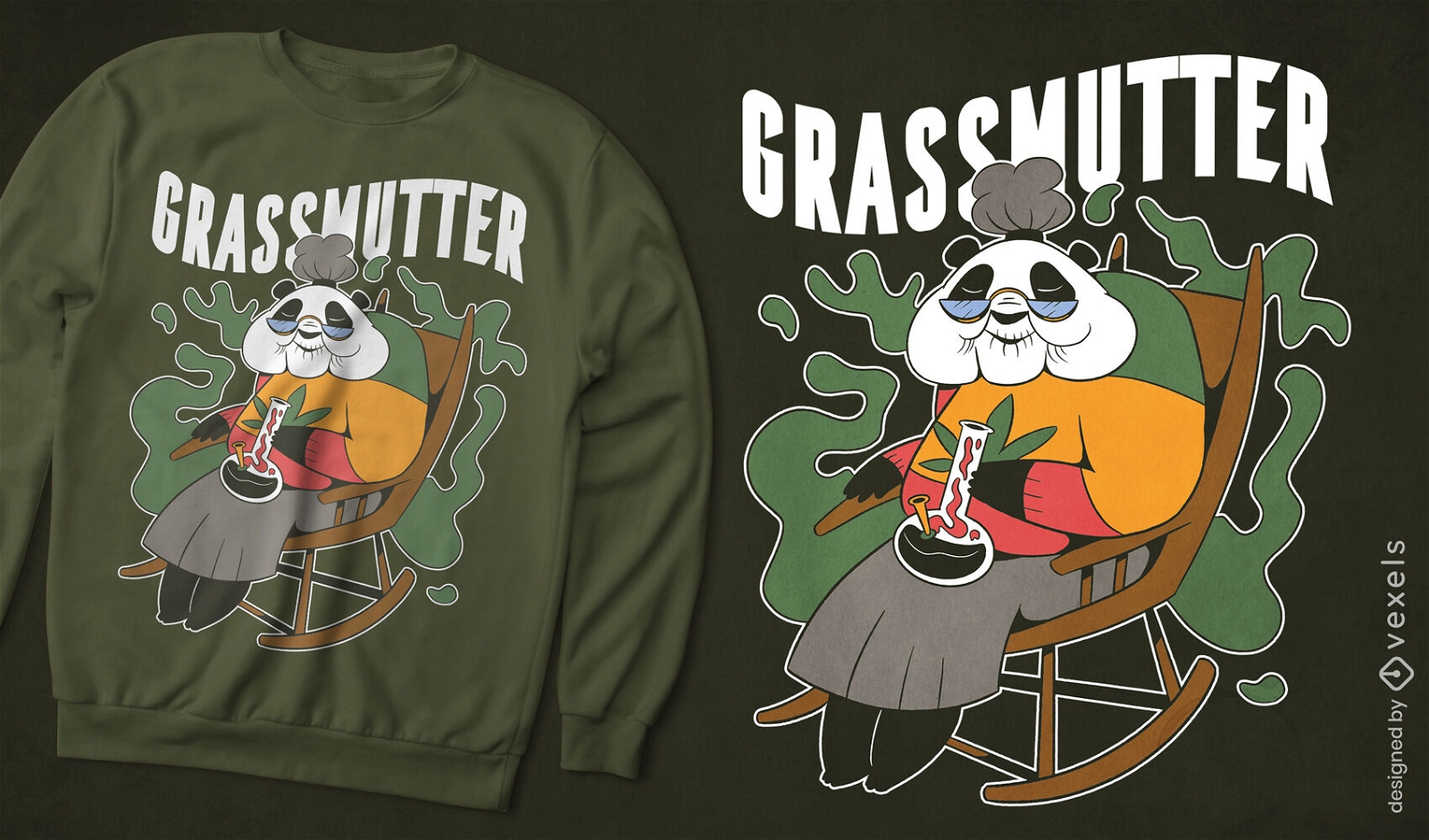 Old panda bear grandmother t-shirt design