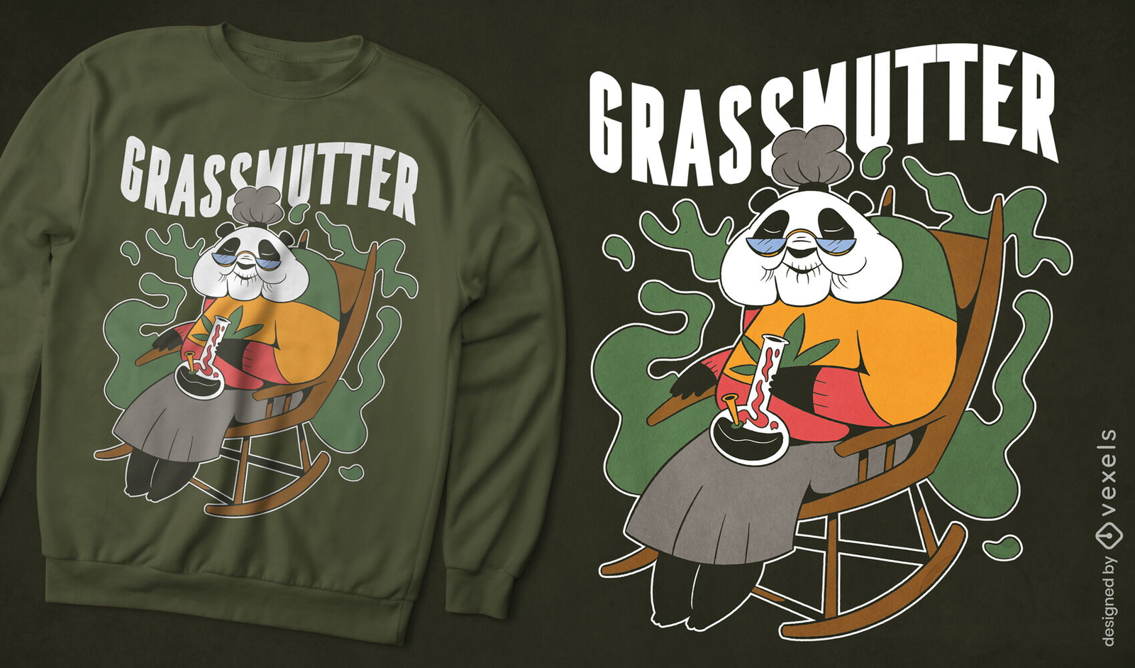 T-Shirt-Design der alten Pandabären-Großmutter