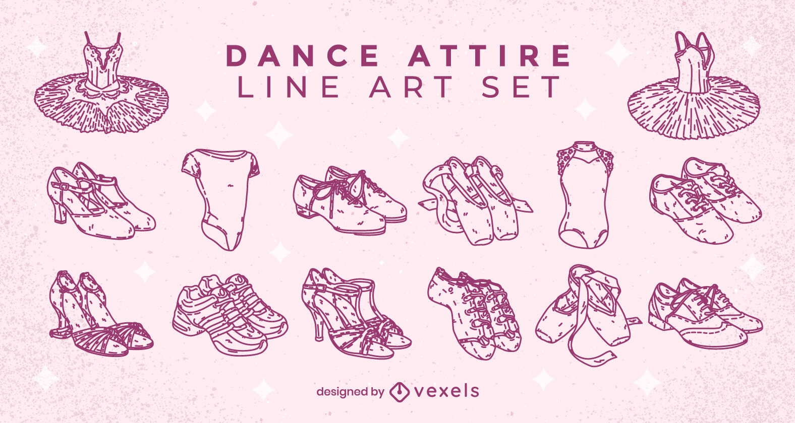 Dance attire line art set