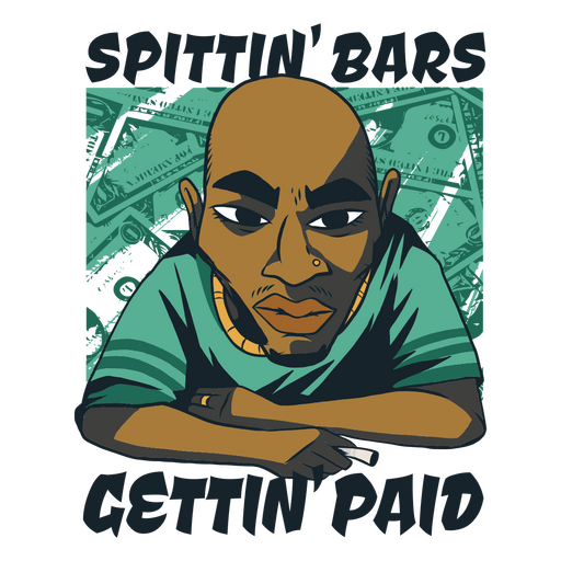90's rapper with a cash background PNG Design