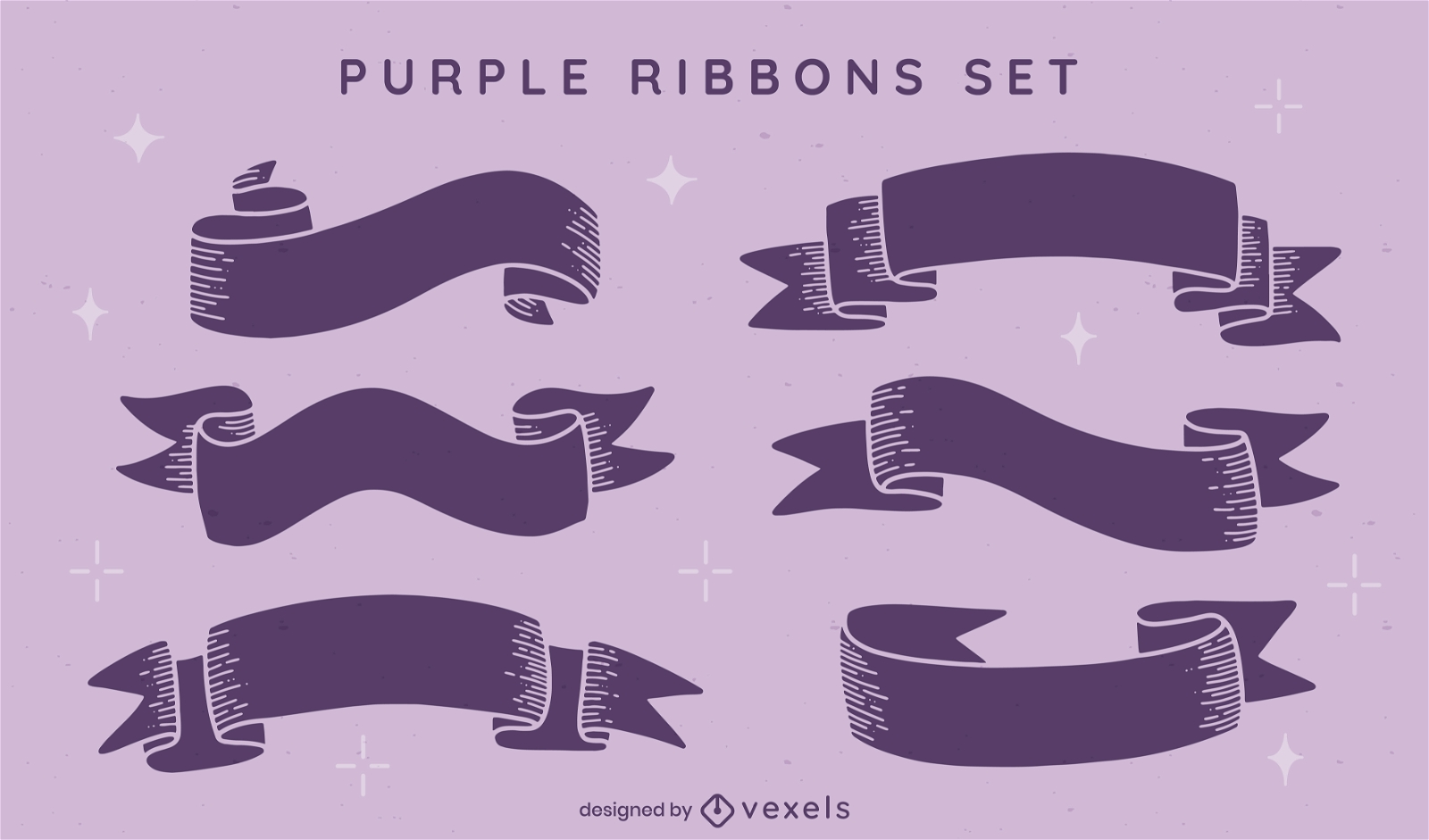 Purple ribbons cut out set