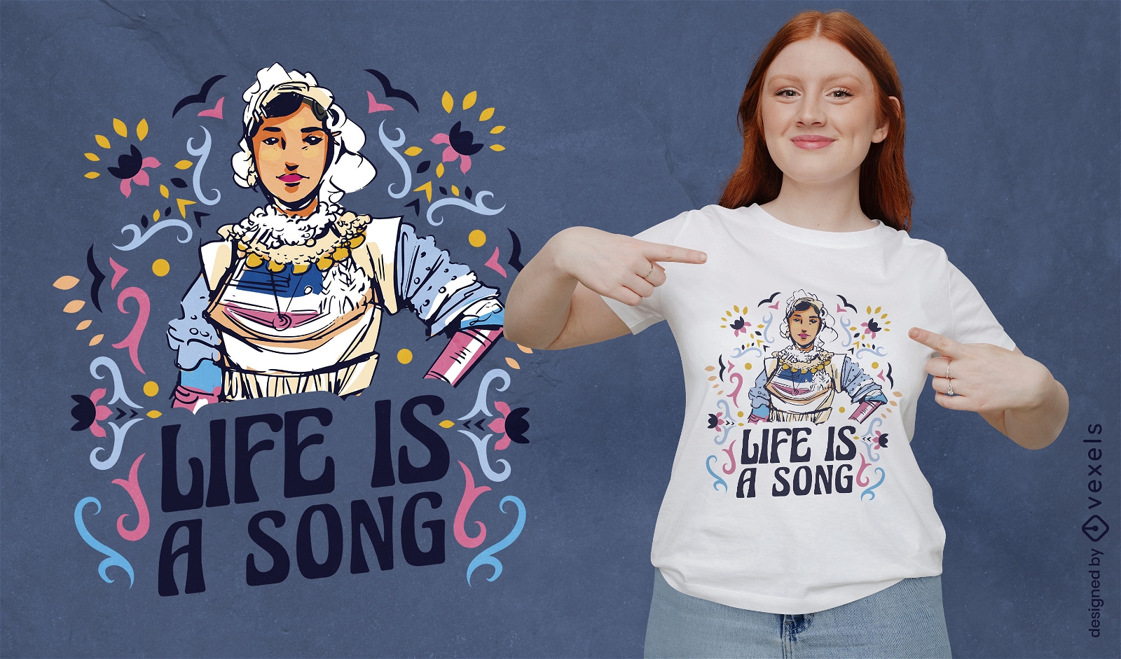 Life is a song woman t-shirt design
