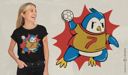Pinguin spielt Handball-T-Shirt-Design