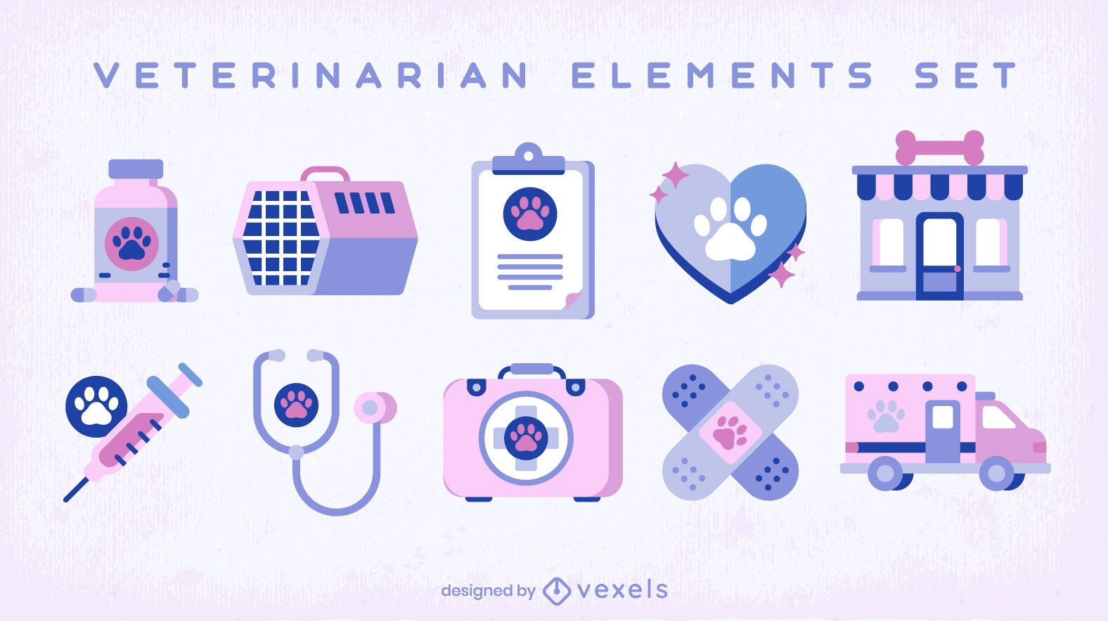 Conjunto de elementos de ícones veterinários