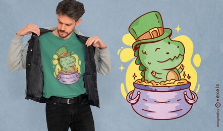 Dinosaur in pot of gold t-shirt design