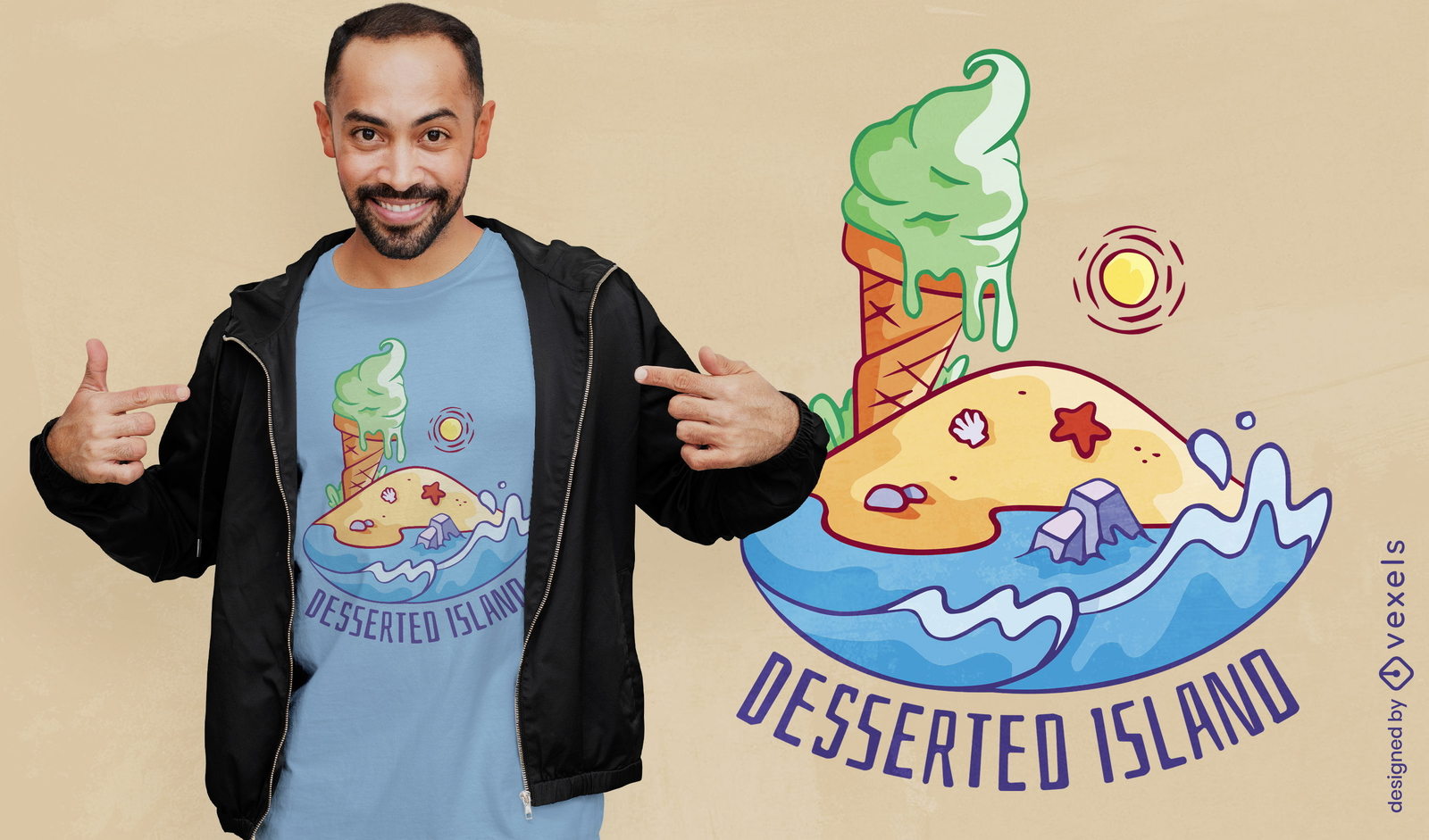 Süßes T-Shirt-Design der Eiscreme-Insel