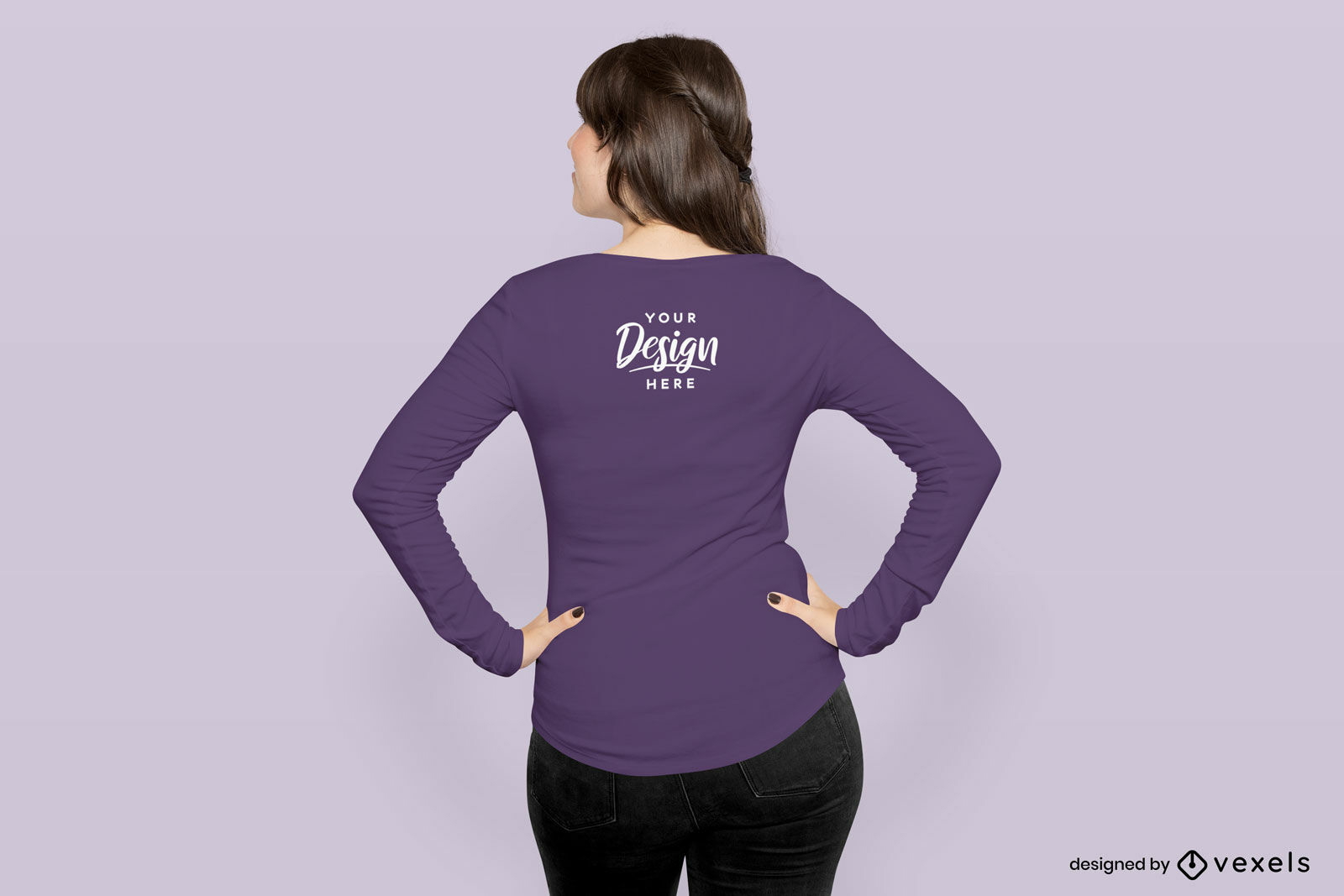 Woman back view long sleeve t-shirt mockup