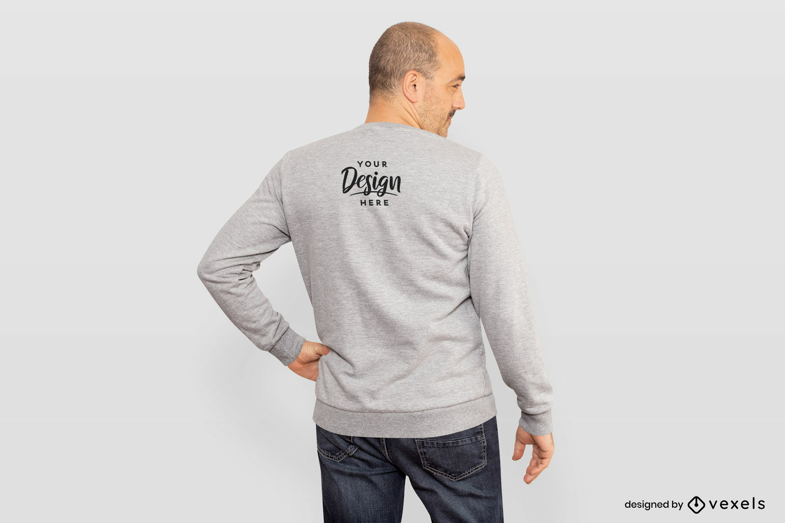 Männliches Modell Rückansicht Sweatshirt Mockup