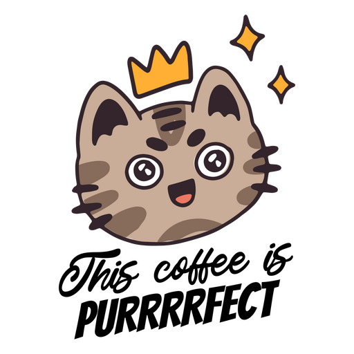 Insignia de cita de autoestima de juego de palabras de gato de café perfecto Diseño PNG