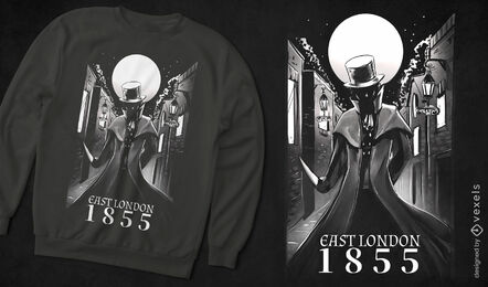 Diseño de camiseta con ilustración de Jack el Destripador