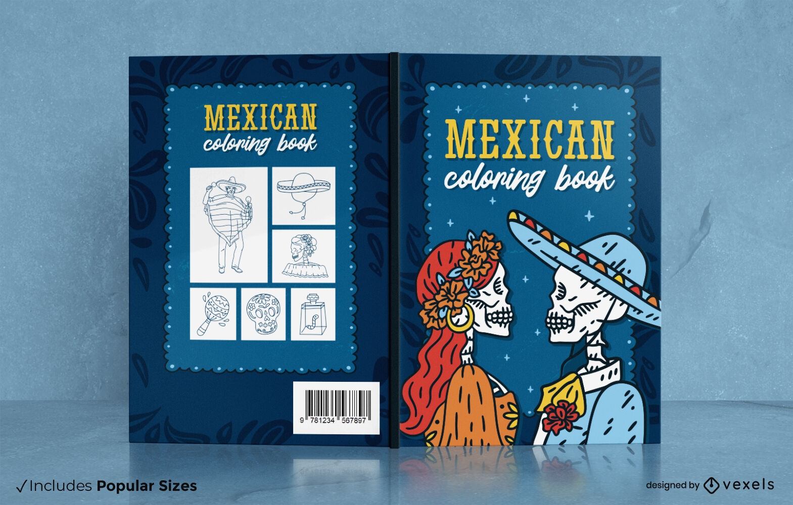 Design de capa de livro para colorir de cultura mexicana