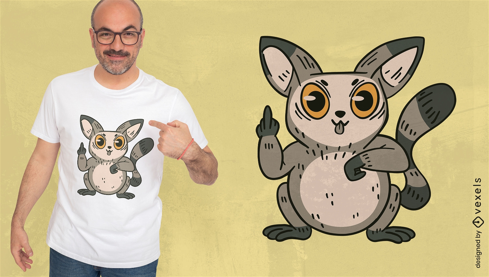Lemur tierisches lustiges Gesten-T-Shirt Design