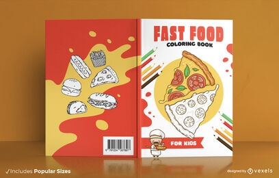 Design de capa de livro de colorir de fast food