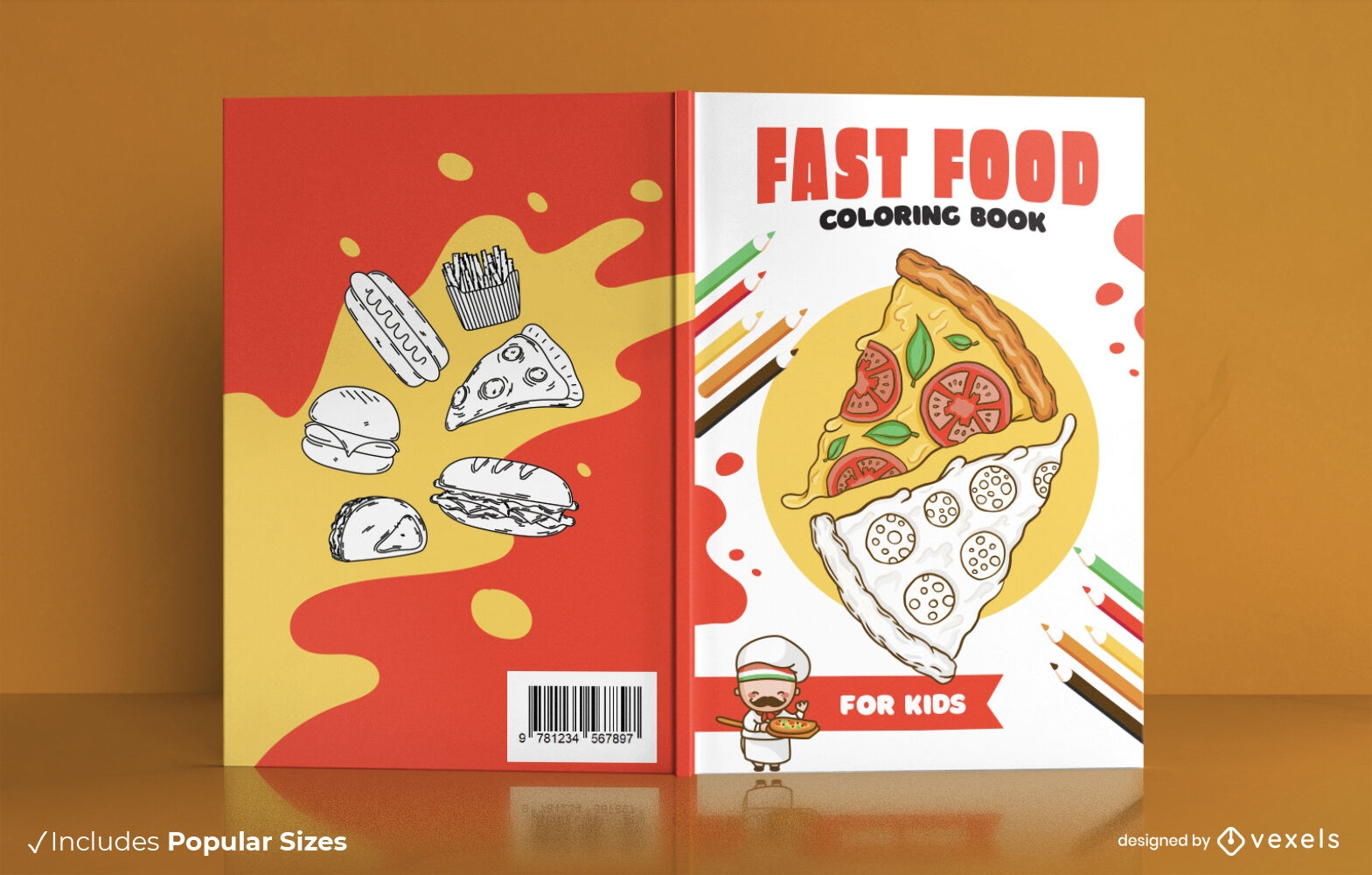 Fast food coloring book cover design