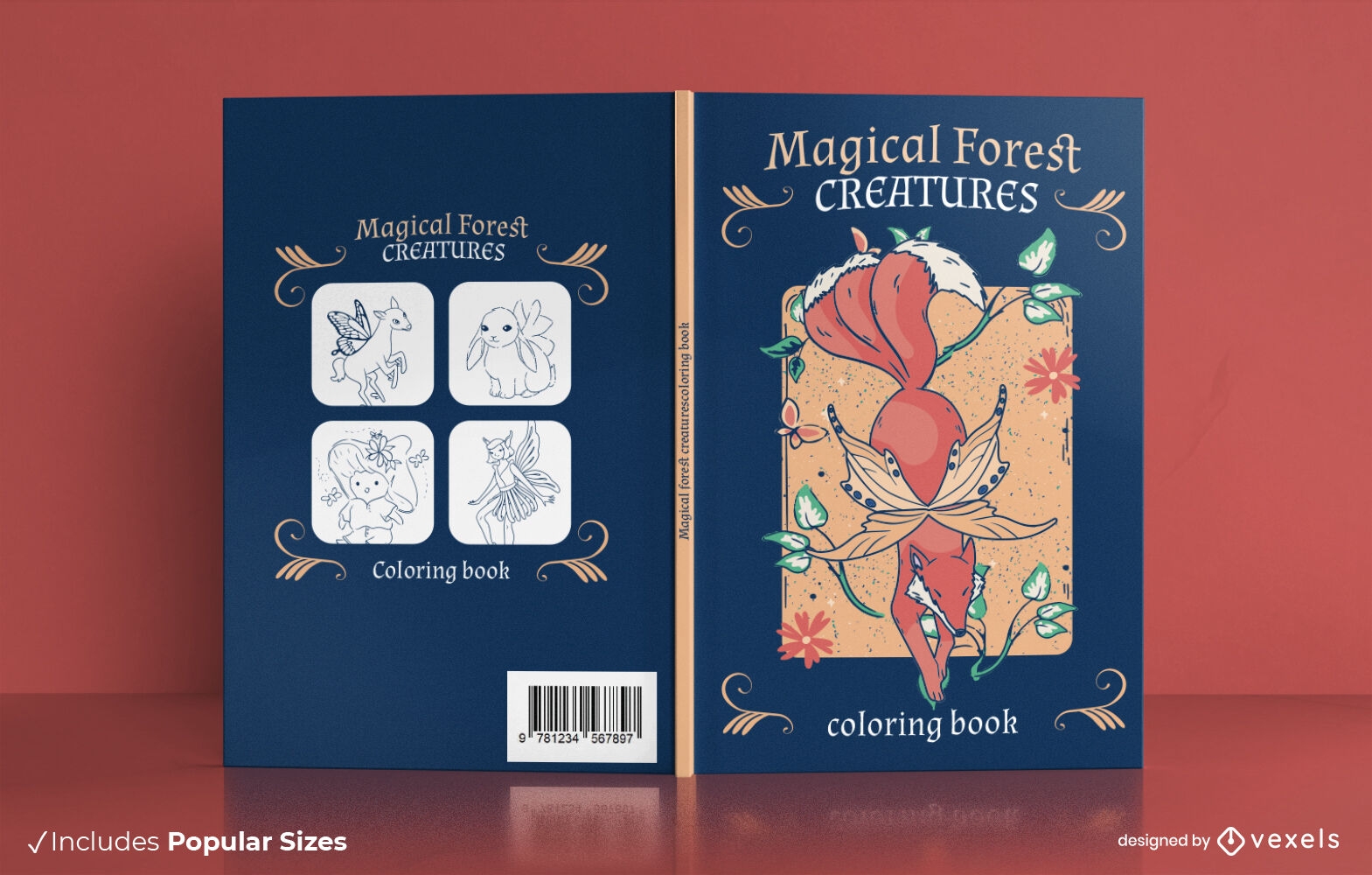 Diseño de portada de libro de criaturas mágicas del bosque