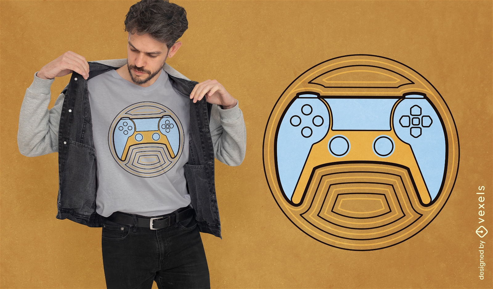 Joystick para jugar videojuegos dise?o de camiseta.