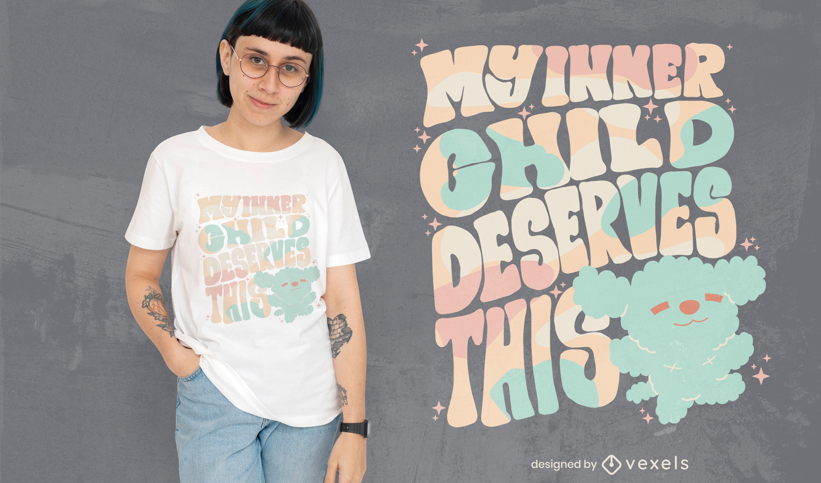 Diseño de camiseta con cita de amor propio del niño interior