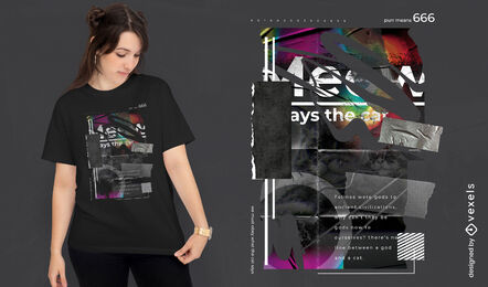 Cat quotes dark collage psd t-shirt design