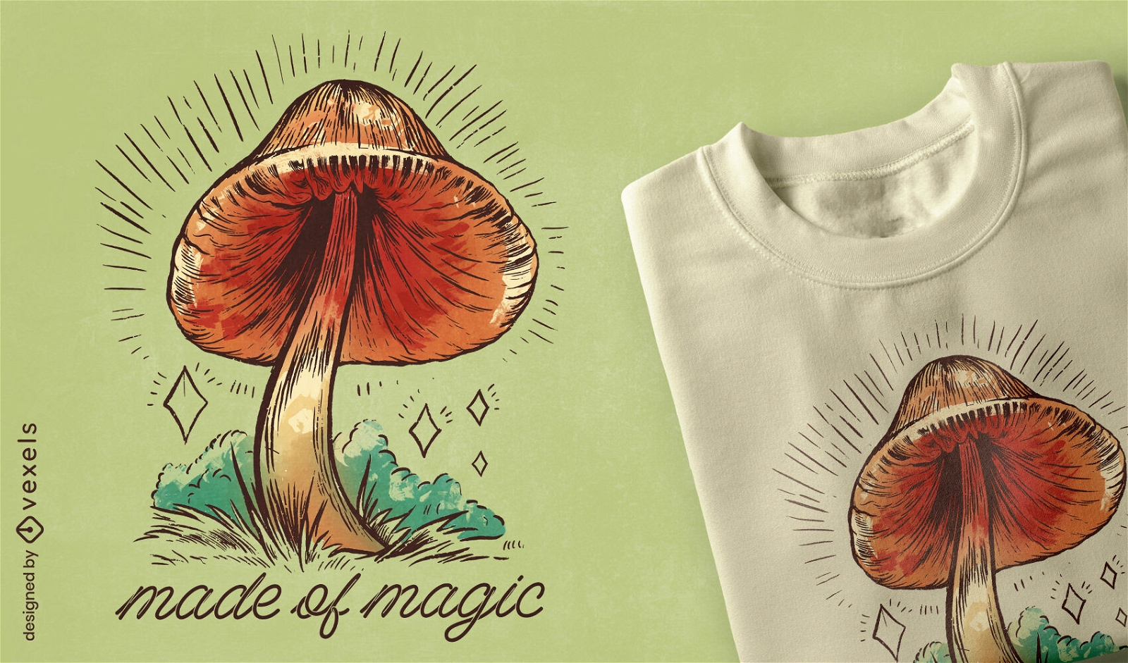 Design de t-shirt de natureza de cogumelo m?gico