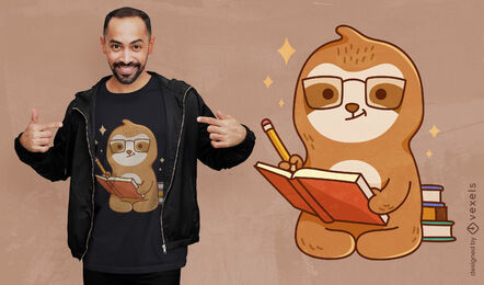 Sloth writing in book t-shirt design
