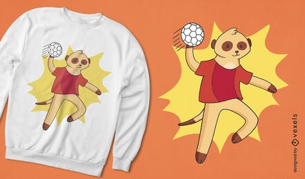 Meerkat playing handball t-shirt design